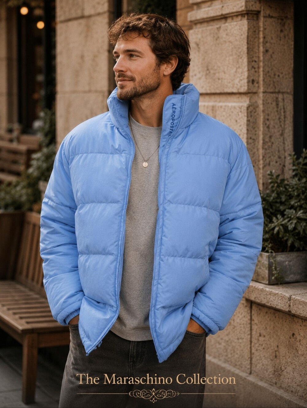 Aéropostale Sky Blue Down Puffer Jacket Men’s Large